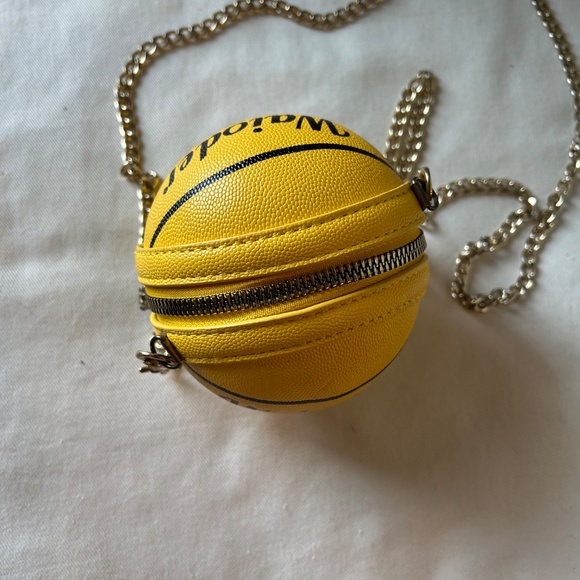 Yellow "Waiober" Basketball Crossbody Purse - Missing Zipper Pull - Picture 2 of 5